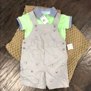Baby boys 2-pc shortalls & polo shirt set
